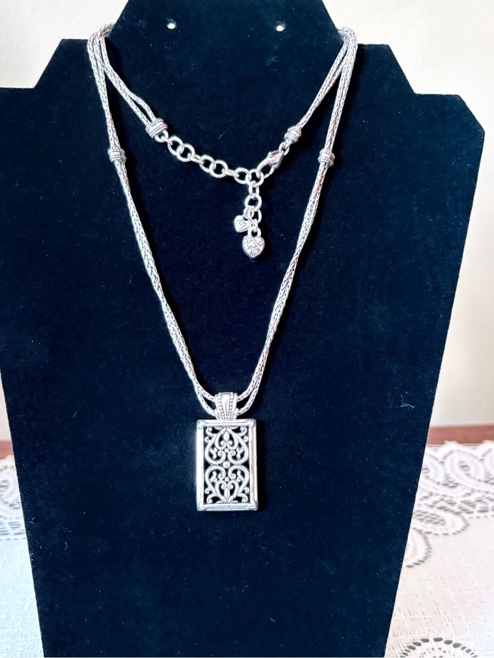 Brighton Elegant Silver Filigree Pendant Necklace - Women Jewelry